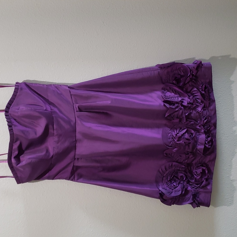 Max and Cleo by BCBG purple satin strapless dress